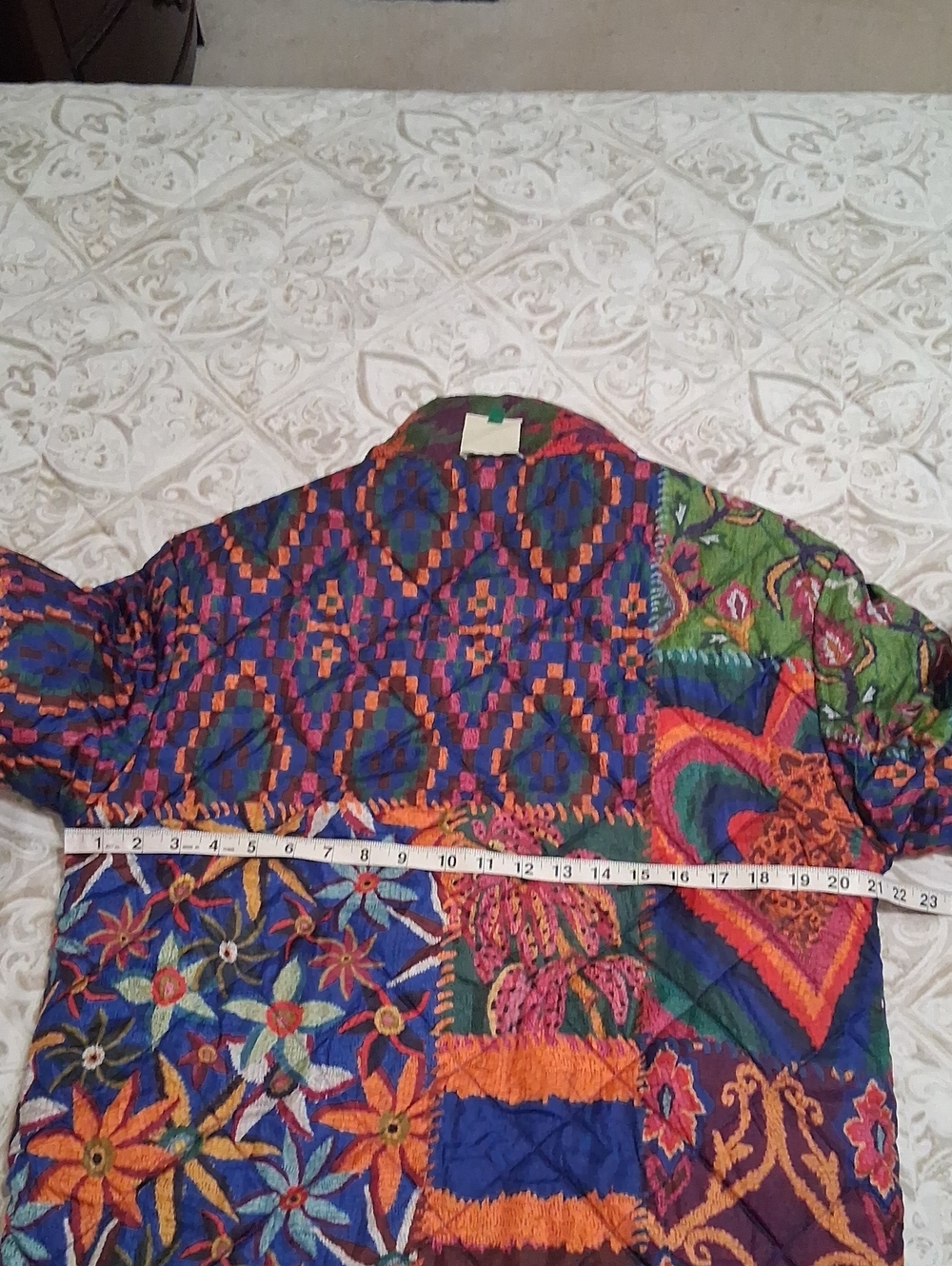 Farm Rio Quilted Multicolor Long Women's Coat - Pink, Purple & Green Size S - Picture 15 of 16